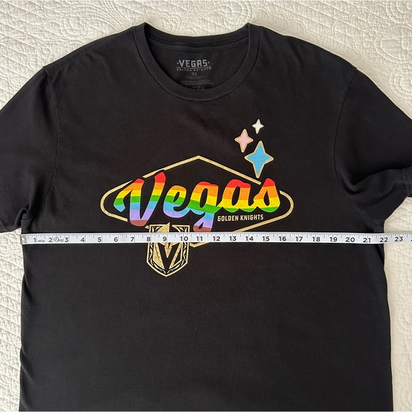 Rare Vegas Golden Knights VGK Black Rainbow Pride T-Shirt Gold Foil Size XL - Picture 5 of 7